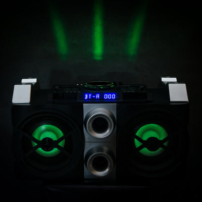 Lenco PMX-150 - Enceinte/table de mixage DJ haute puissance avec Bluetooth®, USB, radio FM et éclairages - Noir
