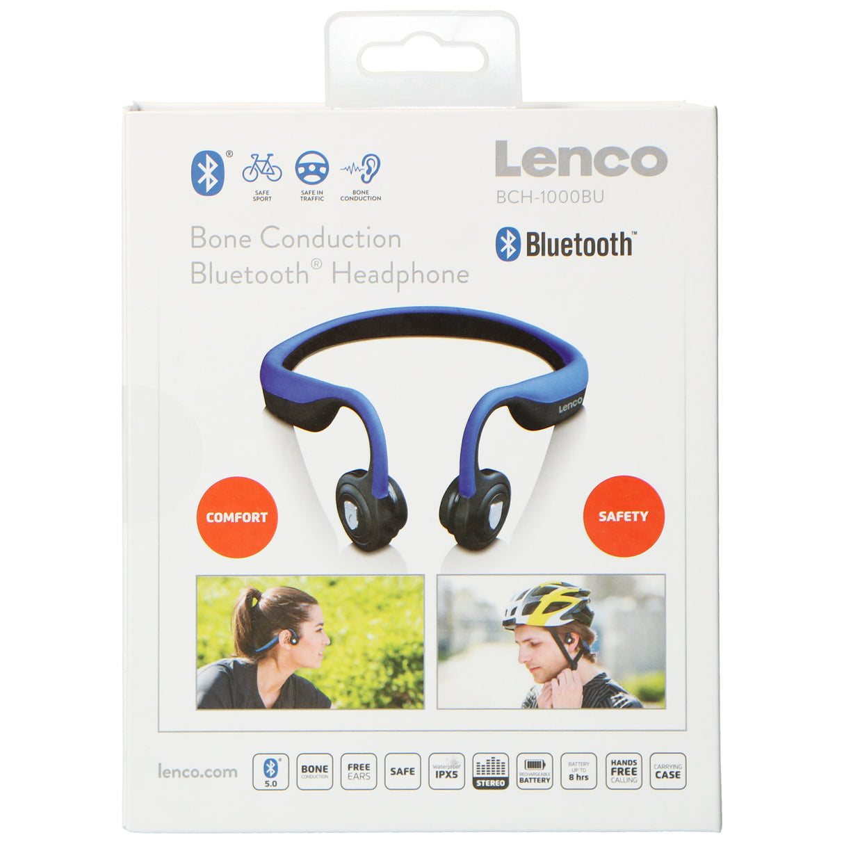 Lenco BCH-1000BU - Casque Bluetooth® à conduction osseuse, bleu