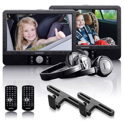 Lenco DVP-940 - Double DVD 9 pouces - USB - SD - 2 casques - Noir