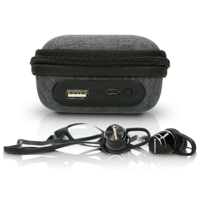 Lenco EPB-160BK - Ecouteurs Bluetooth® résistants à la transpiration avec étui de chargement - Noir