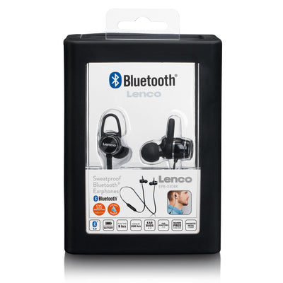 Lenco EPB-030BK - Ecouteurs Bluetooth® résistants à la transpiration - Noir