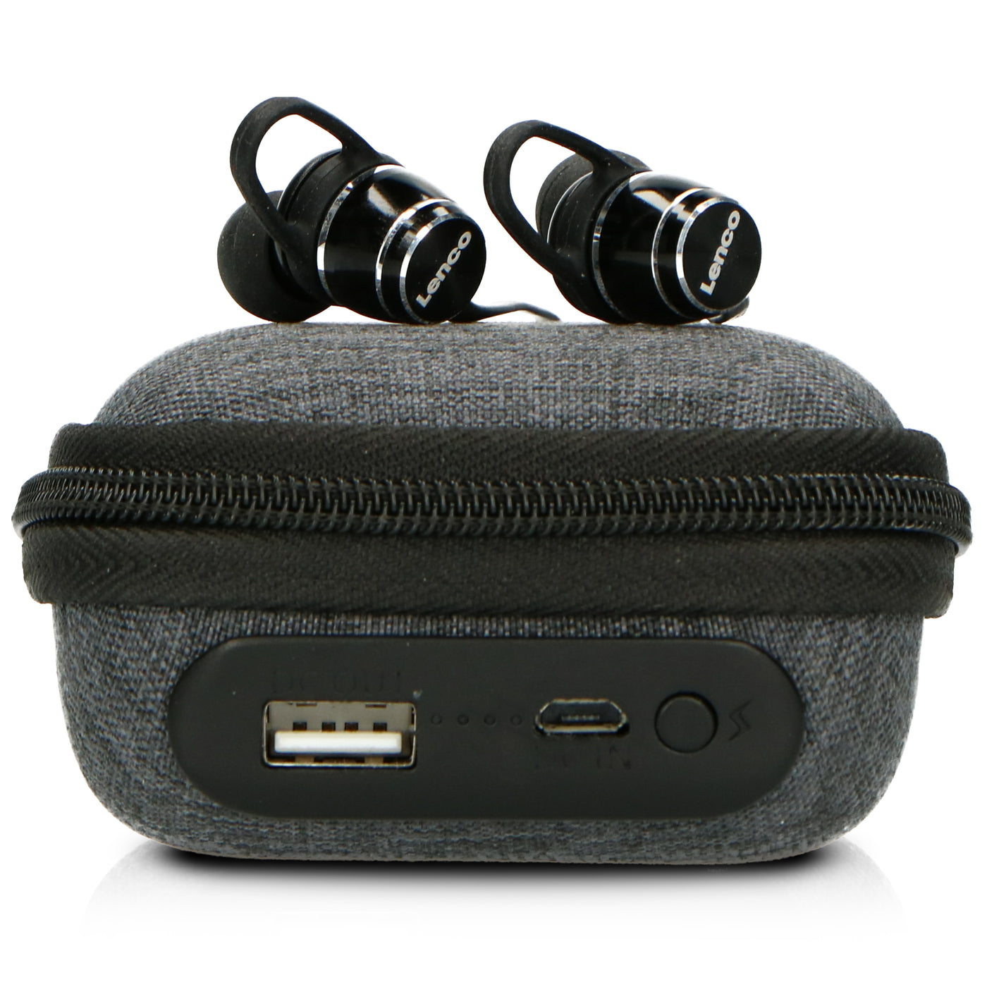 Lenco EPB-160BK - Ecouteurs Bluetooth® résistants à la transpiration avec étui de chargement - Noir