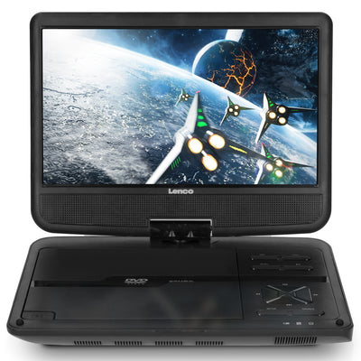 Lenco DVP-1010BK - Lecteur DVD portable de 10 pouces avec connexion USB, casque et dispositif de suspension