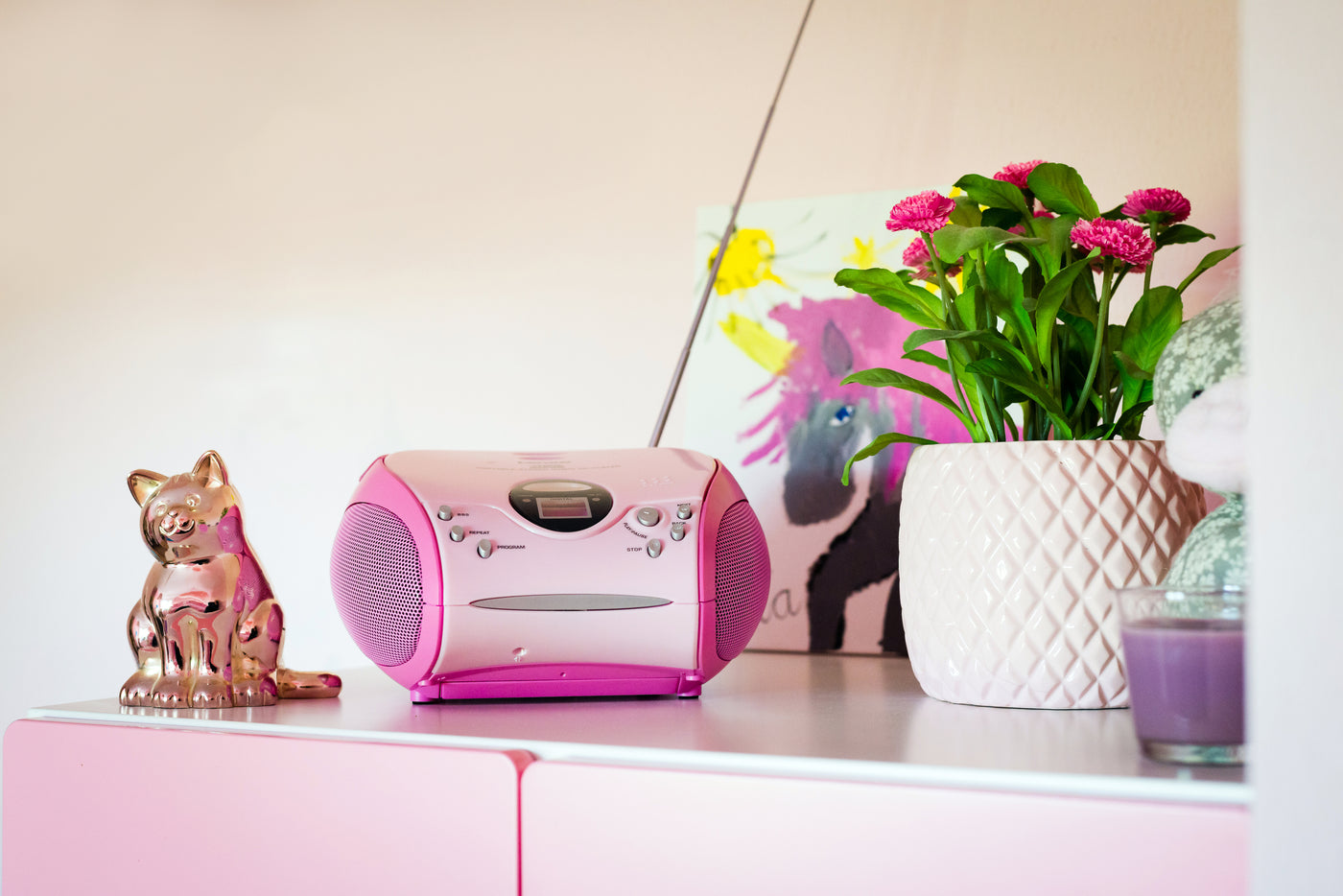 Lenco SCD-24 Pink - Radio portable avec lecteur CD - Rose