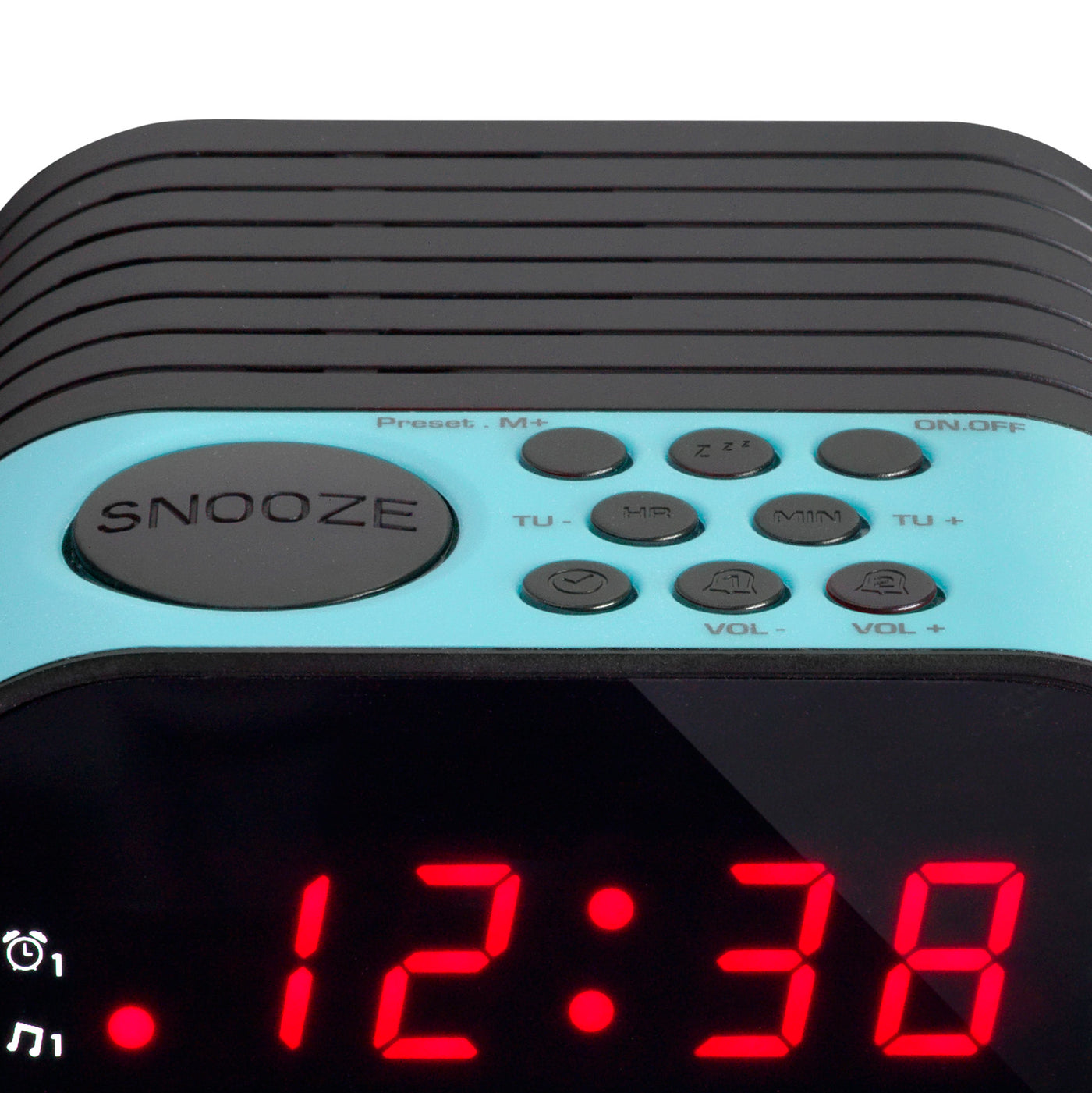 Lenco CR-07 Blue - Radio-réveil FM avec minuterie de sommeil et fonction d’alarme double - Bleu