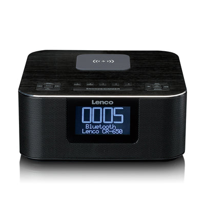 Lenco CR-650BK - Radio-réveil DAB+/ FM avec fonction Bluetooth® et chargeur sans fil, noir