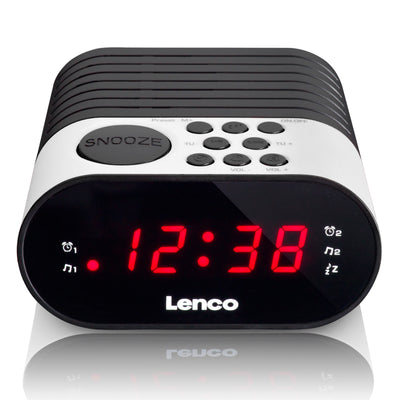 Lenco CR-07 White - Radio-réveil FM avec minuterie de sommeil et fonction d’alarme double - Blanc