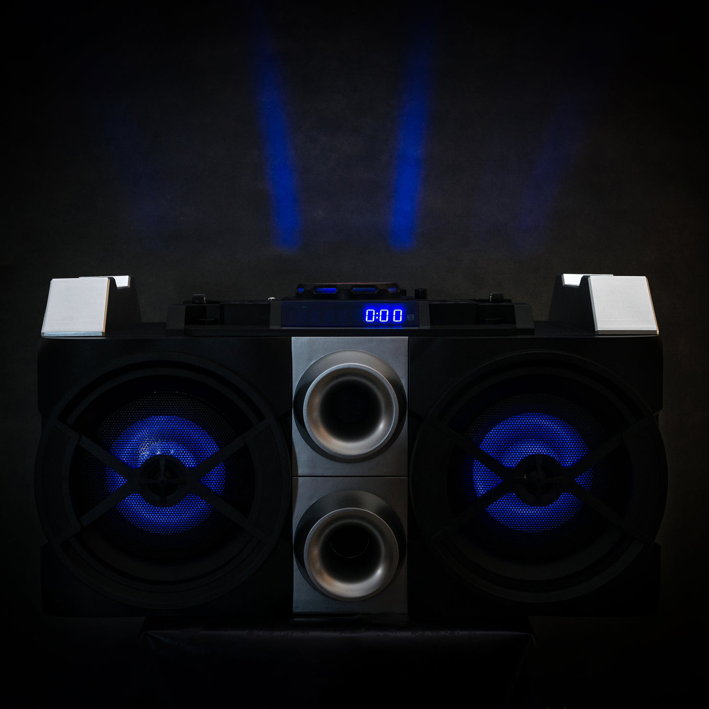 Lenco PMX-150 - Enceinte/table de mixage DJ haute puissance avec Bluetooth®, USB, radio FM et éclairages - Noir