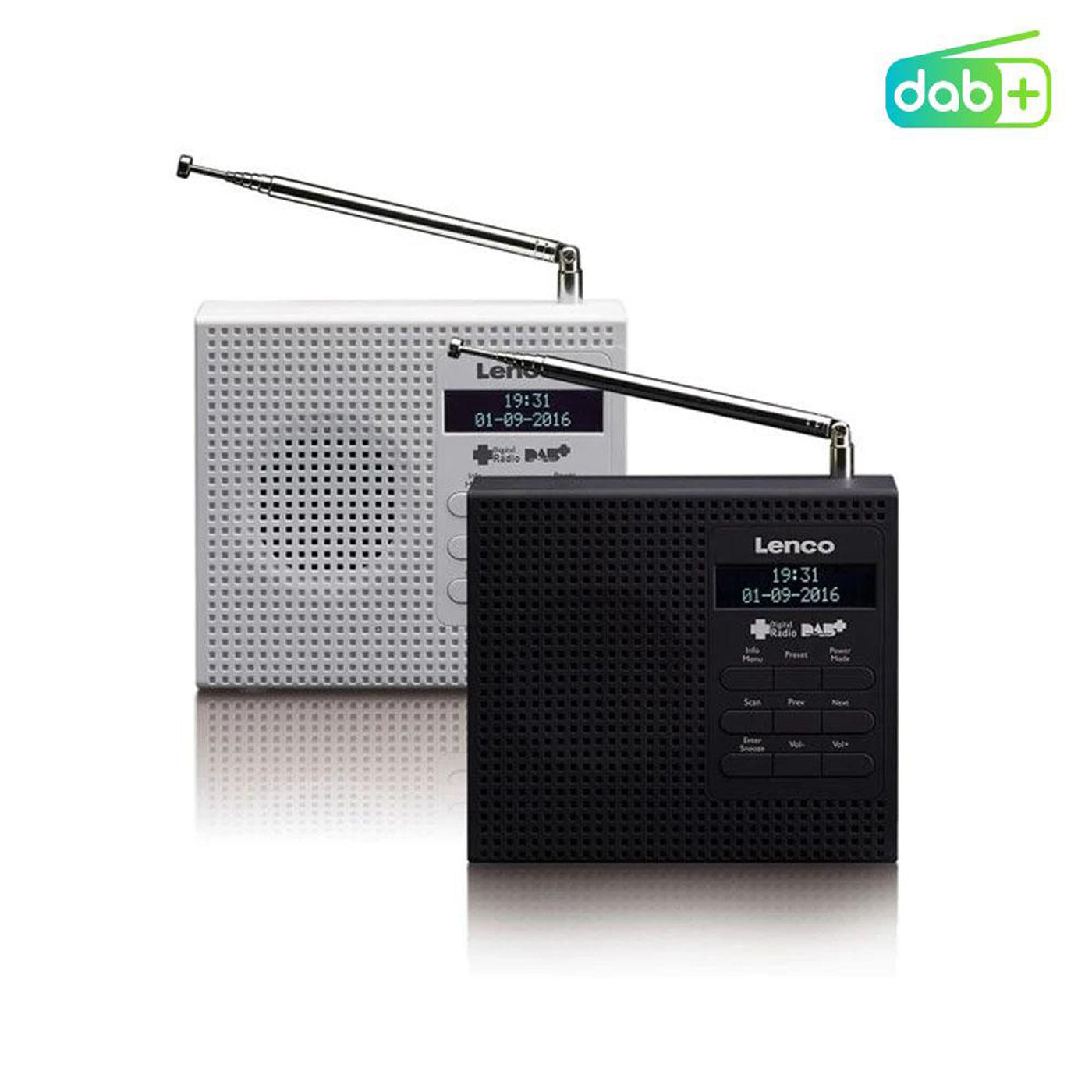 Lenco PDR-020WH - Radio DAB+/FM portable avec fonction réveil - Blanc