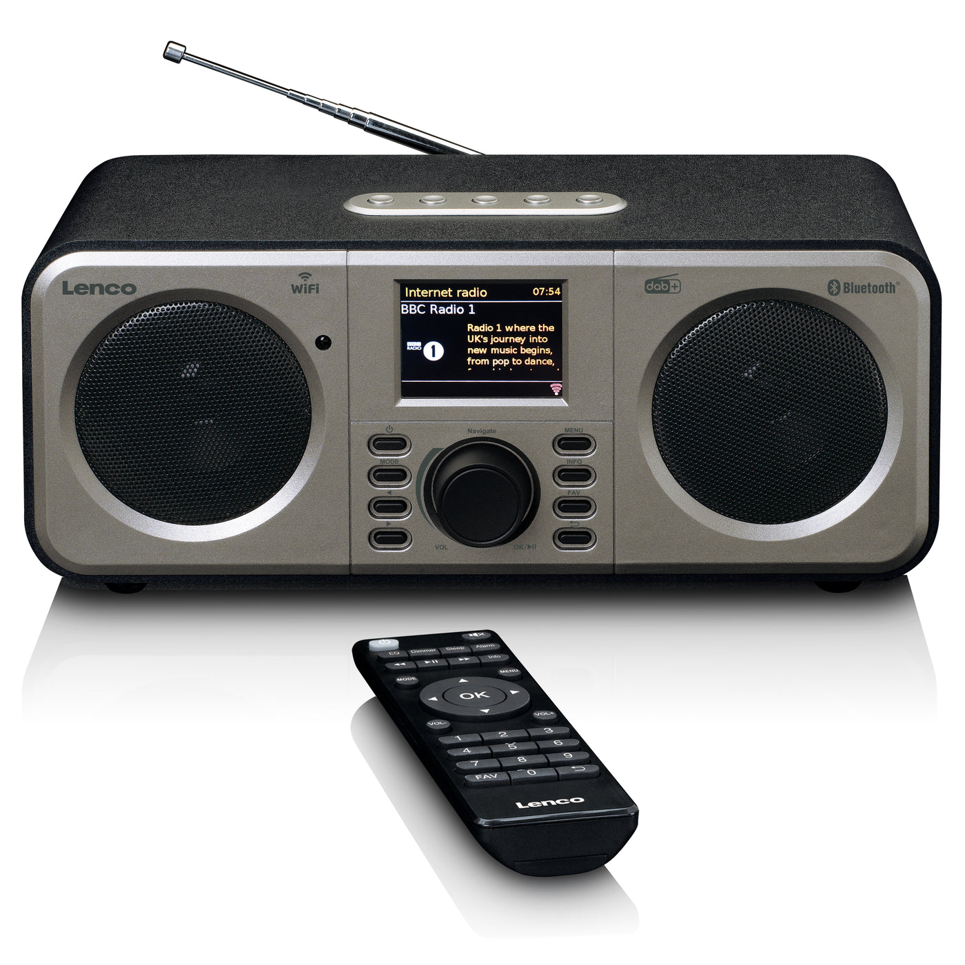 Lenco DIR-140BK - Radio Internet stéréo avec DAB+/FM et Bluetooth® - Noir