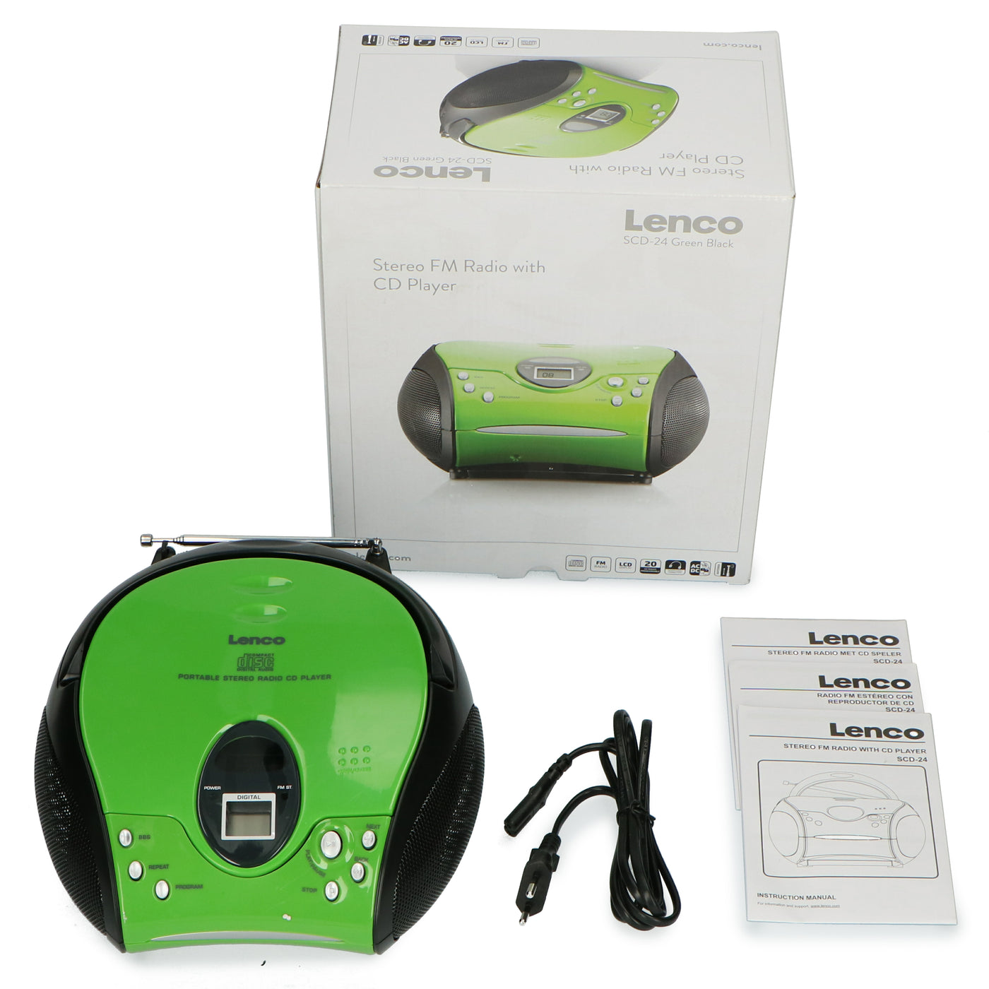 Lenco SCD-24 Green/Black - Radio portable avec lecteur CD - Vert/noir