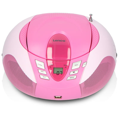 Lenco SCD-37 USB Pink - Radio FM et lecteur CD/USB portable - Rose