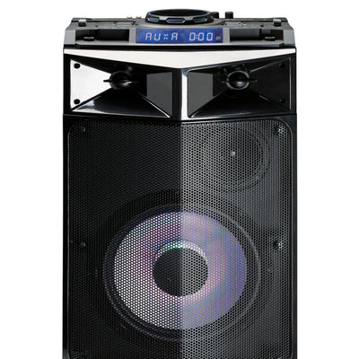 Lenco PMX-300 - Enceinte/table de mixage DJ haute puissance avec Bluetooth®, USB, radio FM et effets lumineux - Noir