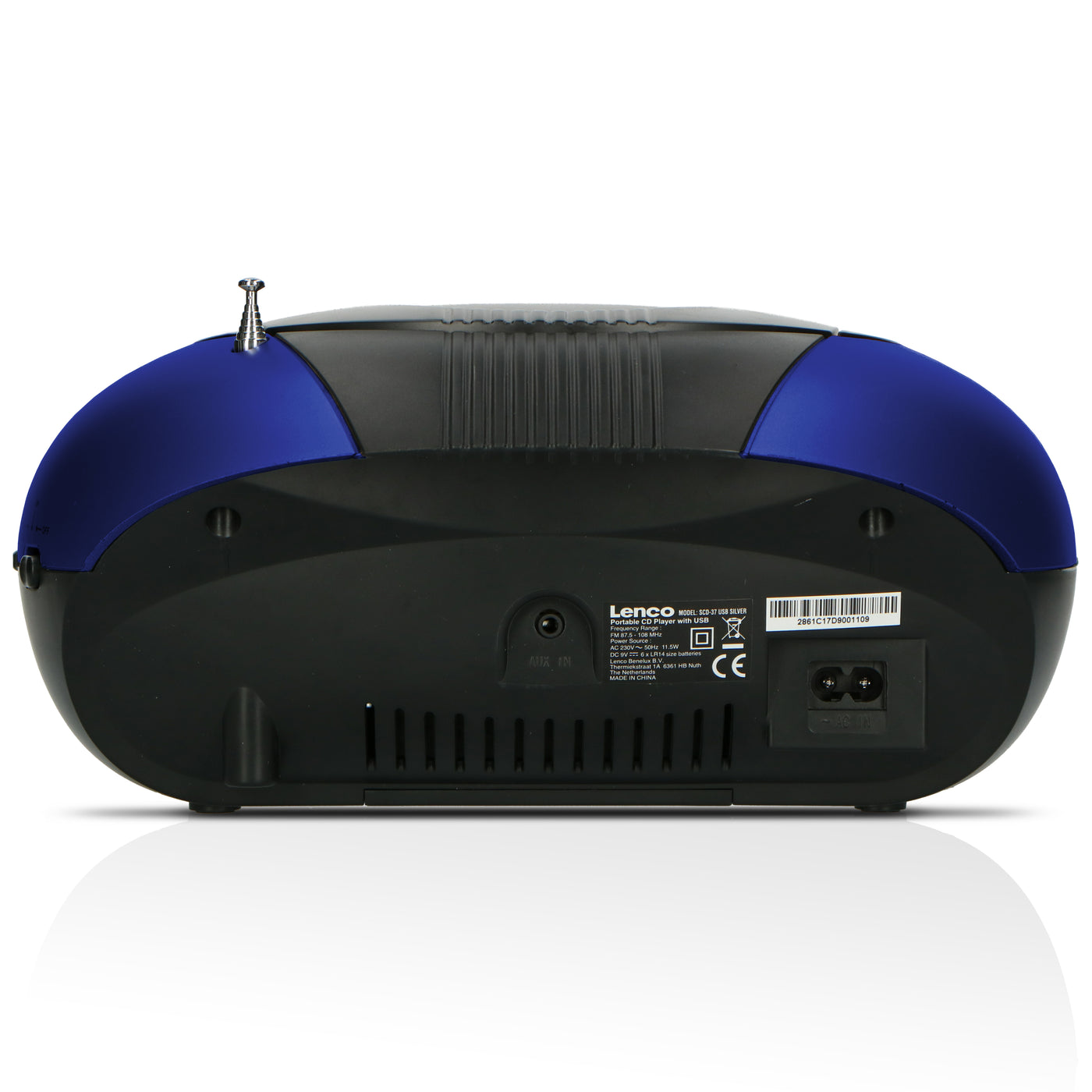 Lenco SCD-37 USB Blue - Radio FM et lecteur CD/USB portable - Bleu