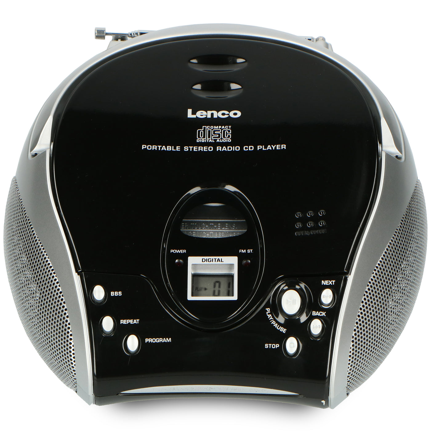 Lenco SCD-24 Black/Silver - Radio portable avec lecteur CD - Noir/argent