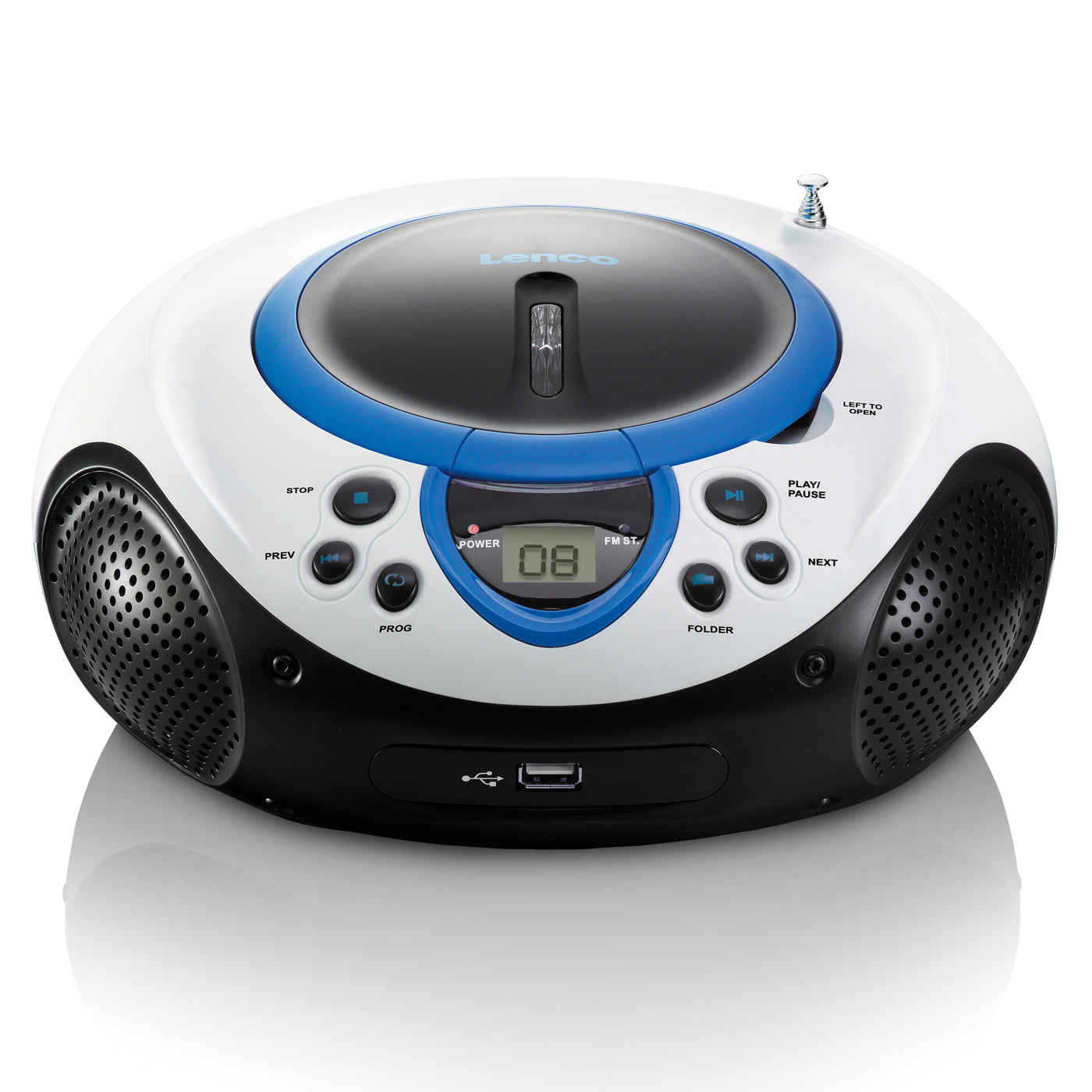 Lenco SCD-38 USB Blue - Radio FM et lecteur CD/USB portable - Bleu