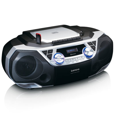 Lenco SCD-120SI - Radio portable lecteur CD avec Bluetooth® - Argenté