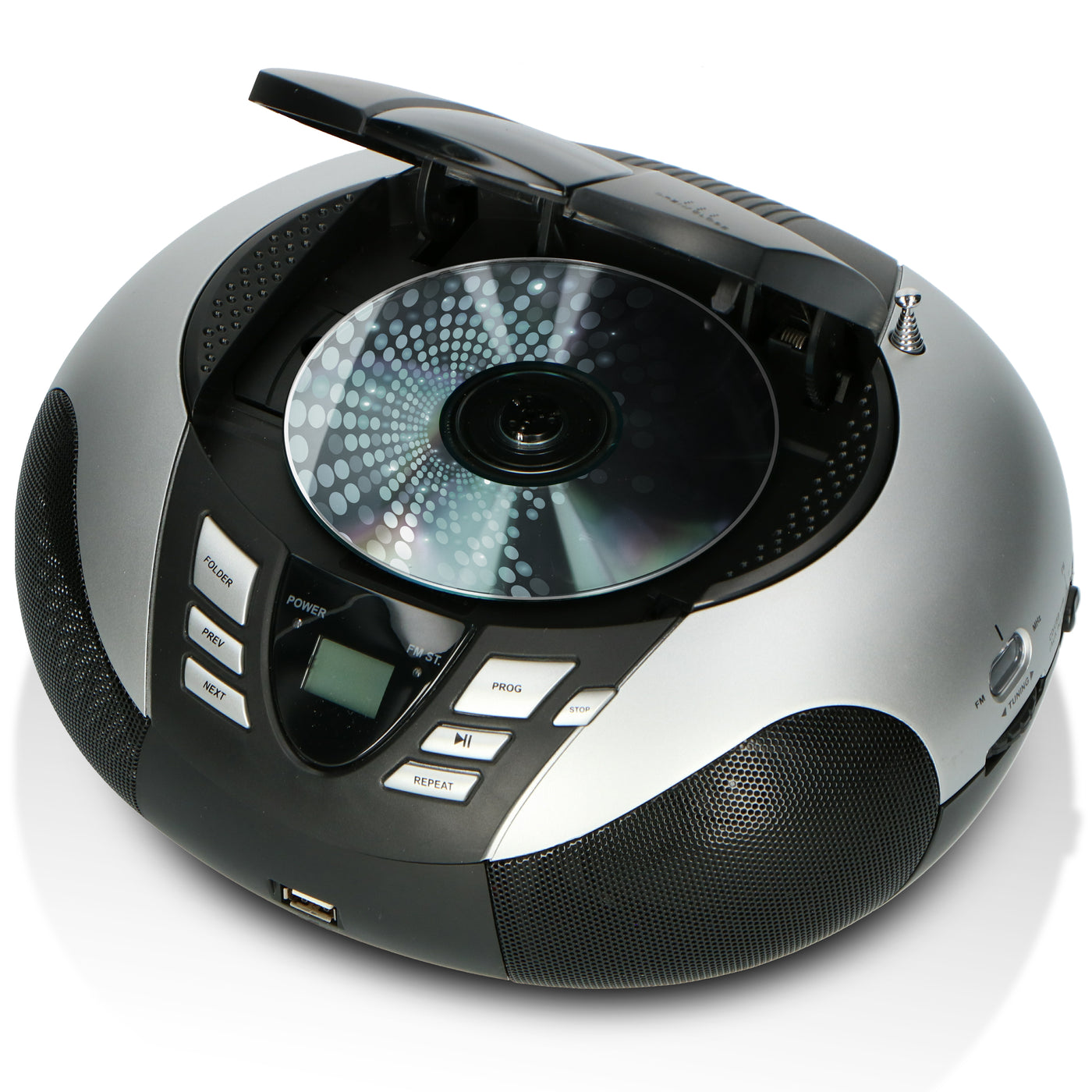 Lenco SCD-37 USB Silver - Radio FM et lecteur CD/USB portable - Argent
