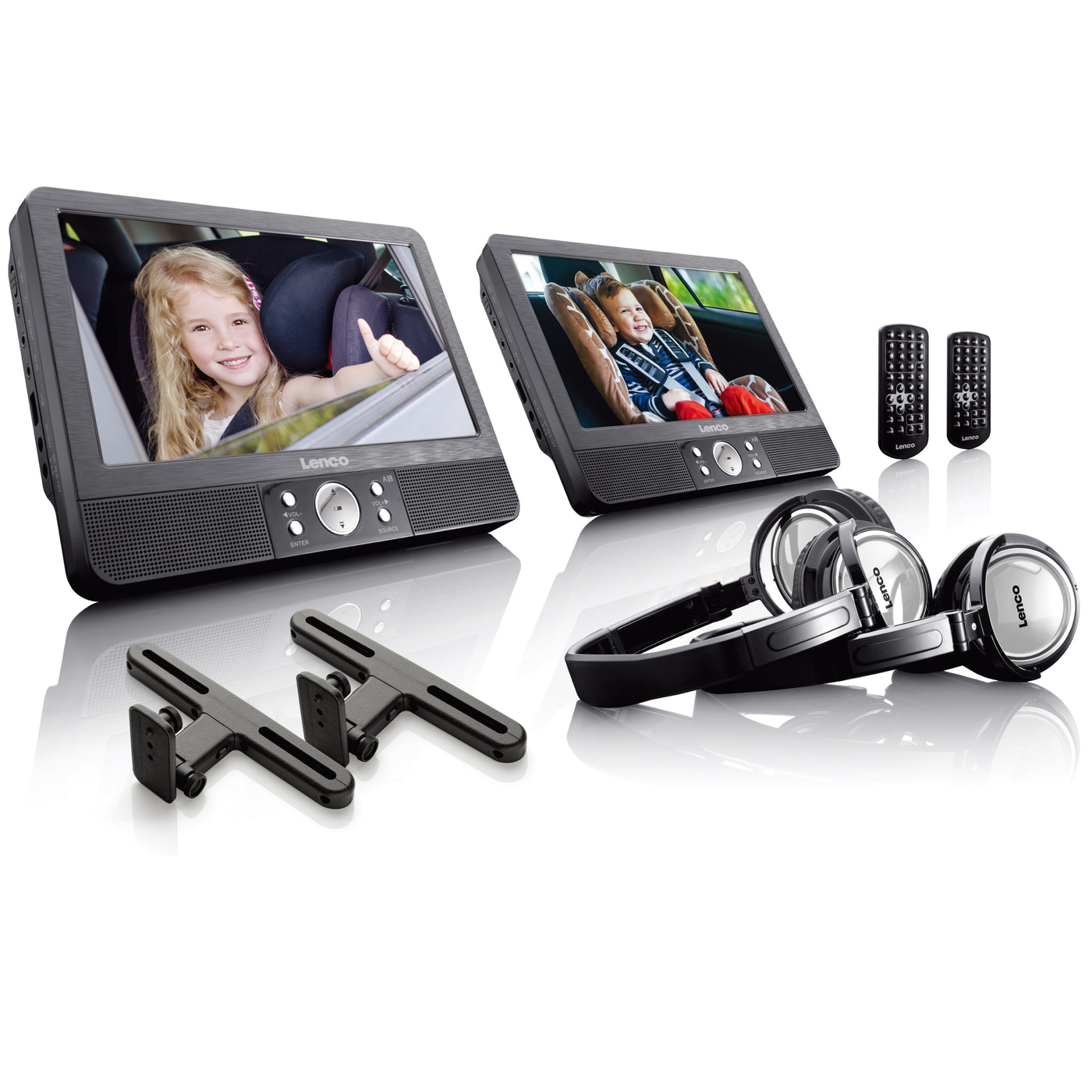 Lenco DVP-940 - Double DVD 9 pouces - USB - SD - 2 casques - Noir