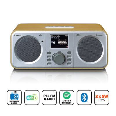 Lenco DIR-141WD - Radio internet avec DAB+, Bluetooth® et Spotify Connect, bois