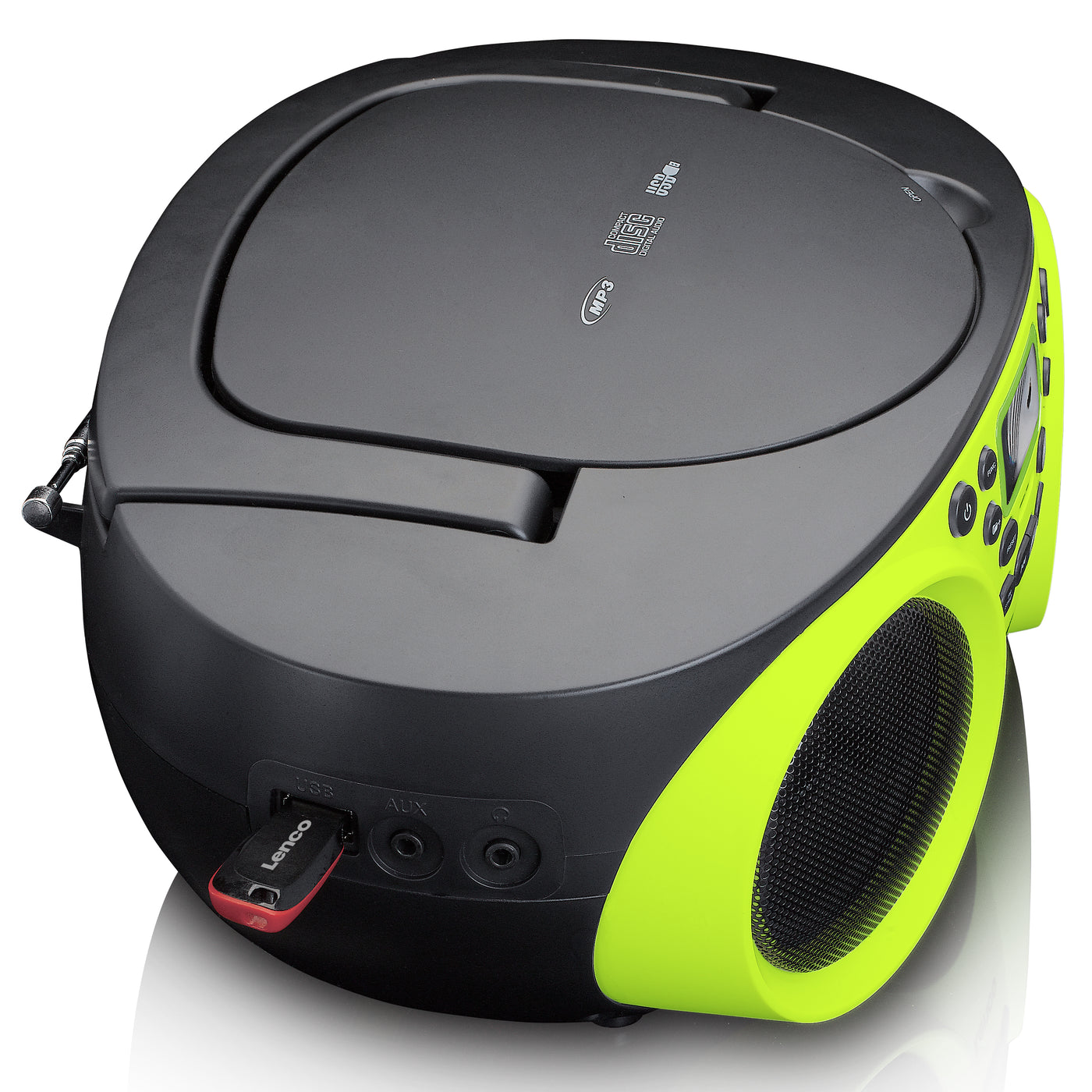 Lenco SCD-200LM - Radio/lecteur CD avec lecteur MP3 et fonction USB - Vert