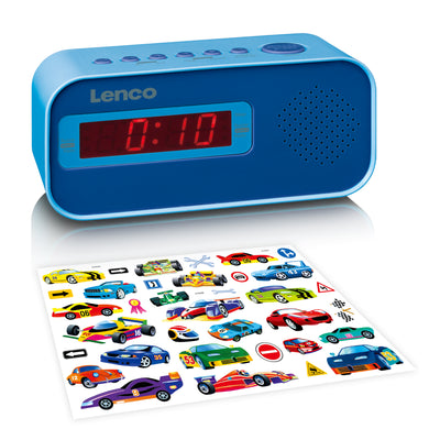 Lenco CR-205BU - Radio-réveil avec jeu d'autocollants - Bleu