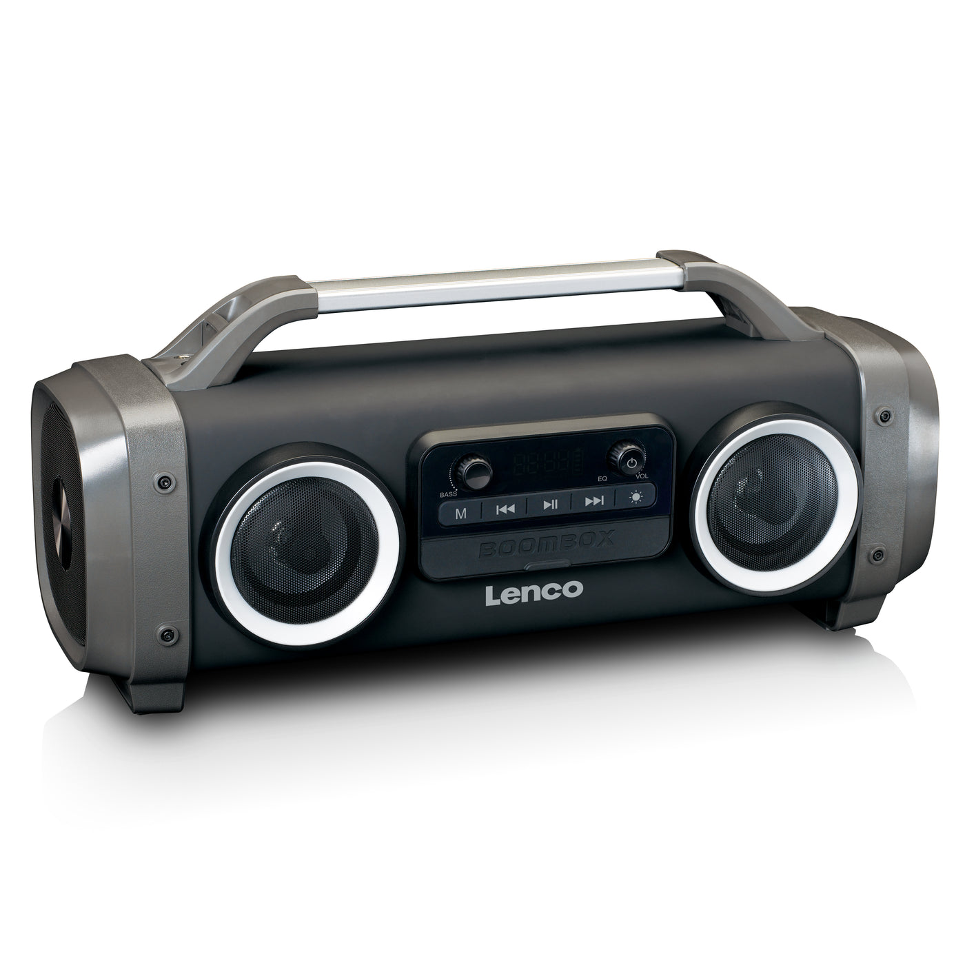 Lenco SPR-100BK - Enceinte Bluetooth® étanche avec radio FM, lecteur USB/SD et effets lumineux - Noir
