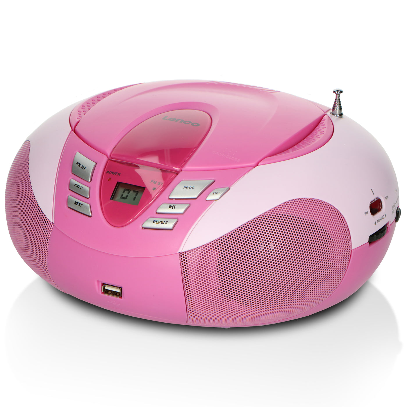 Lenco SCD-37 USB Pink - Radio FM et lecteur CD/USB portable - Rose