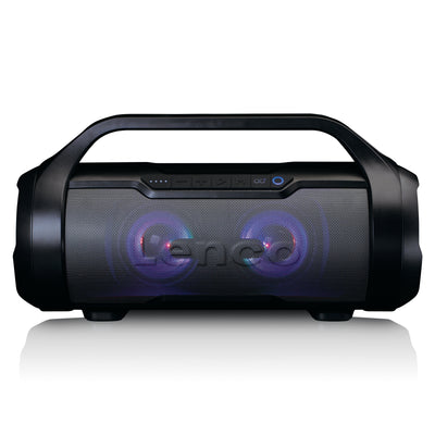 Lenco SPR-070BK - Enceinte Bluetooth® étanche avec radio FM, lecteur USB/SD et effets lumineux - Noir