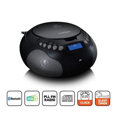 Lenco SCD-341BK - Radio stéréo portable DAB+/ FM avec Bluetooth® - Radio alimentée par batterie ou par secteur