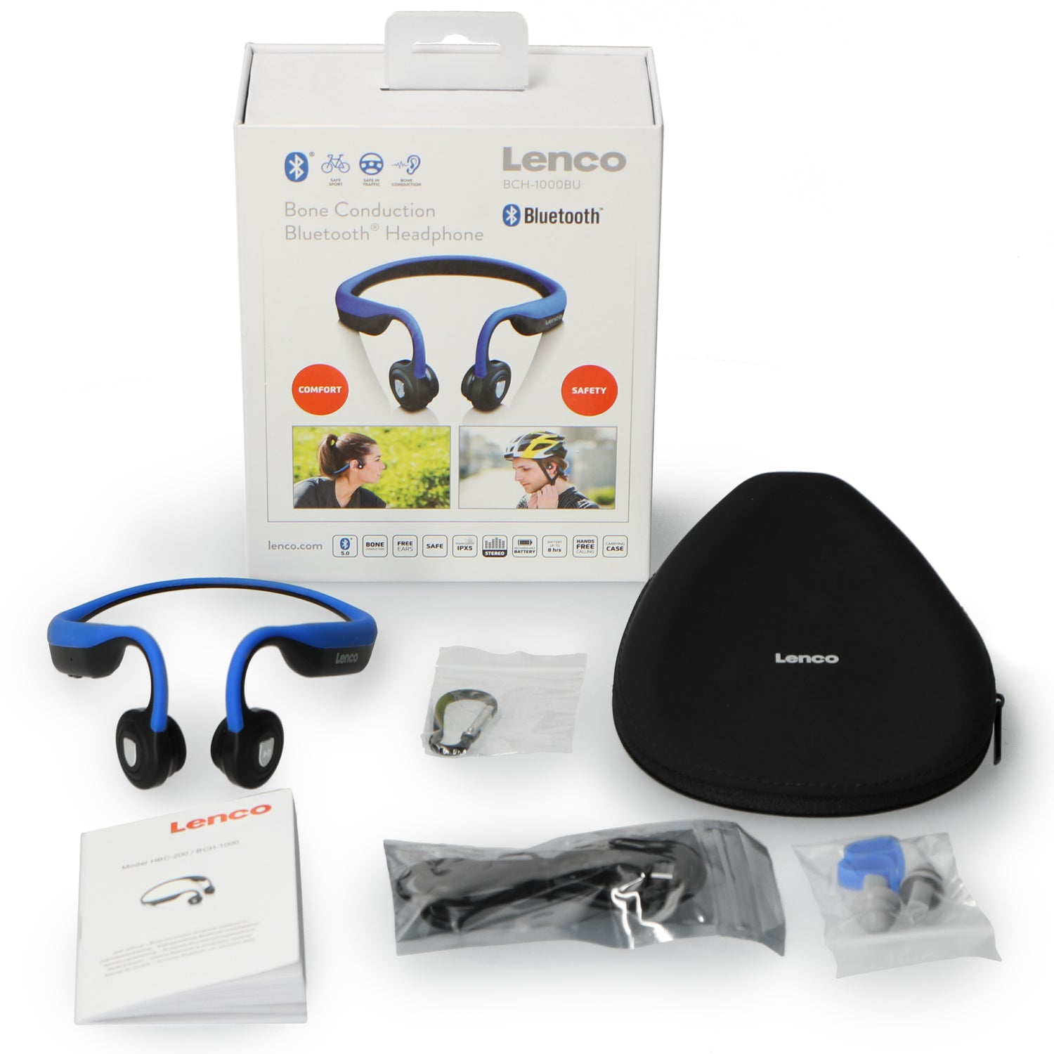 Lenco BCH-1000BU - Casque Bluetooth® à conduction osseuse, bleu