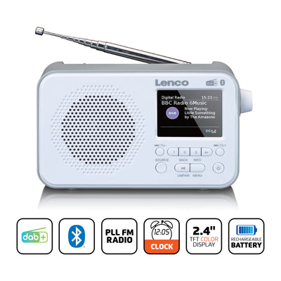 Lenco PDR-036WH - Radio DAB+/FM avec Bluetooth® - Blanc