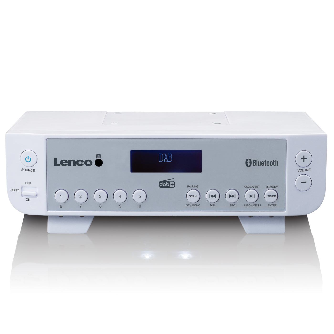 Lenco KCR-200WH - Radio de cuisine DAB+/FM avec Bluetooth®, éclairage et minuteur - Blanc